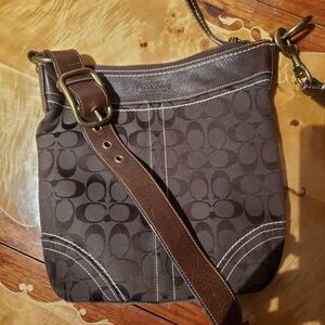 Coach Leather & Monogram Crossbody Bag